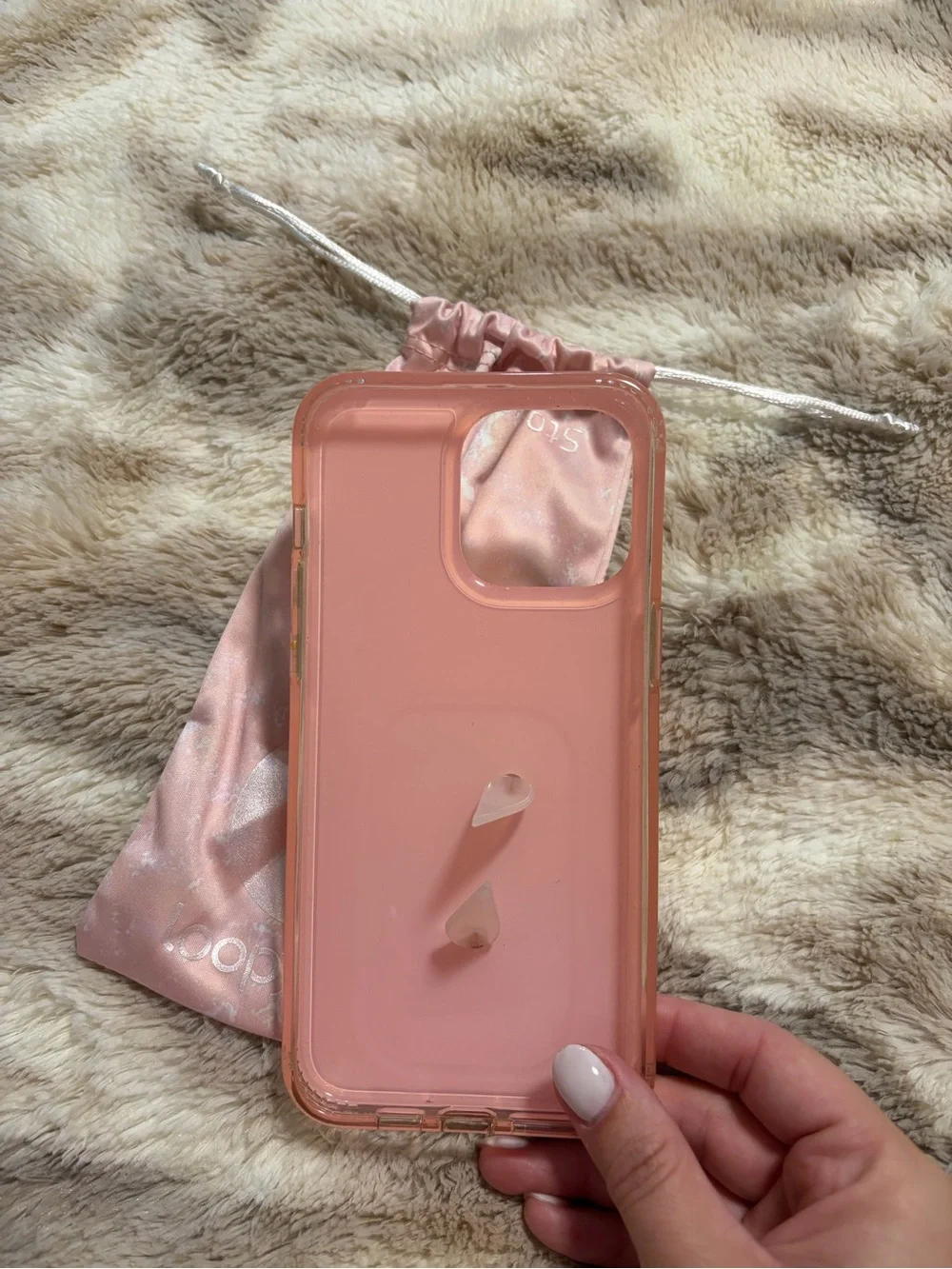 Loopy Case Pink Iridescent Marble Phone Case with Loop Grip